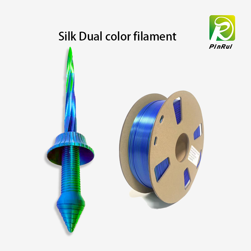 Två färger i filamentet med dubbla färgsilkfilament för 3D -skrivare Hot Filament Pinrui